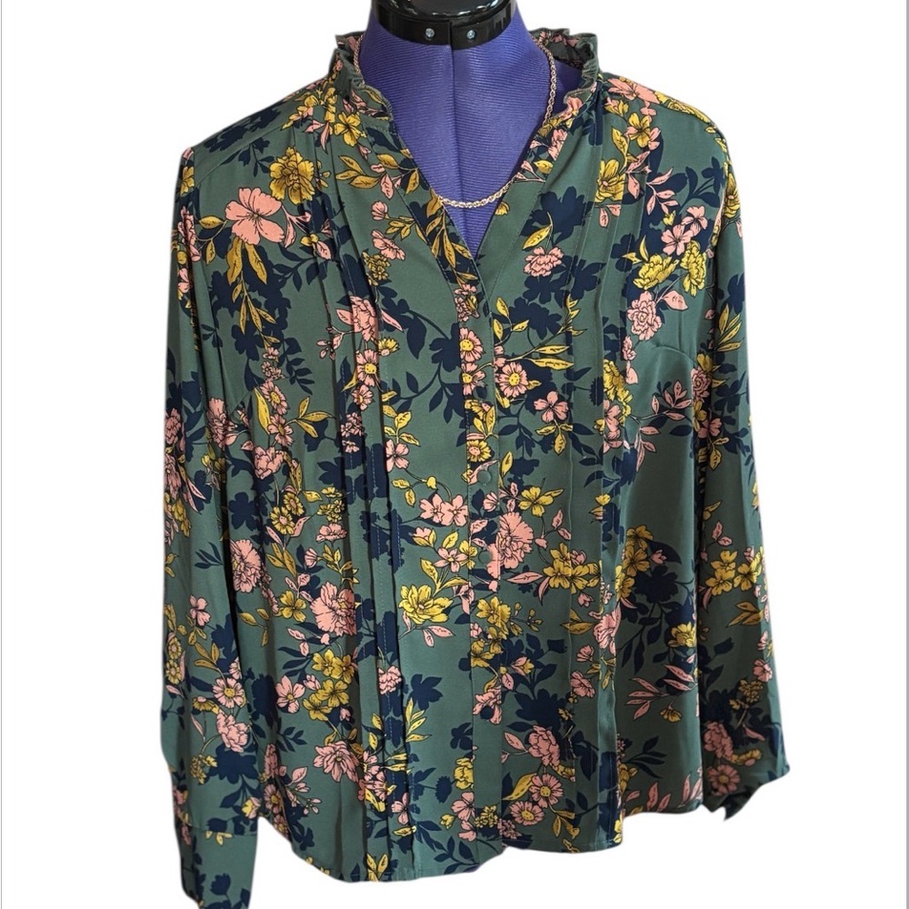 Nanette Lepore Lora Button Up Floral Blouse Small